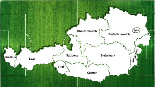 Österreichkarte mit Bundesländerbeschriftung