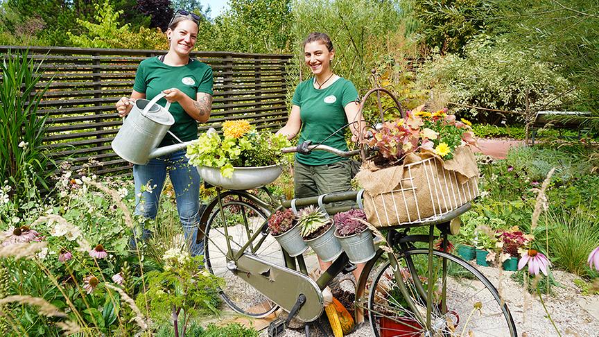 Ein Fahrrad wird bepflanzt.