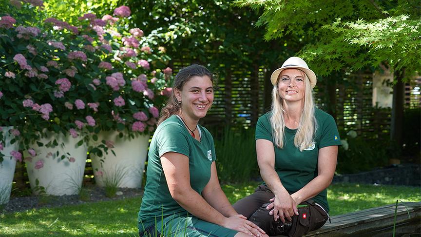 Die Gärtnerinnen auf der Garten Tulln präsentieren den Chillout-Garten.