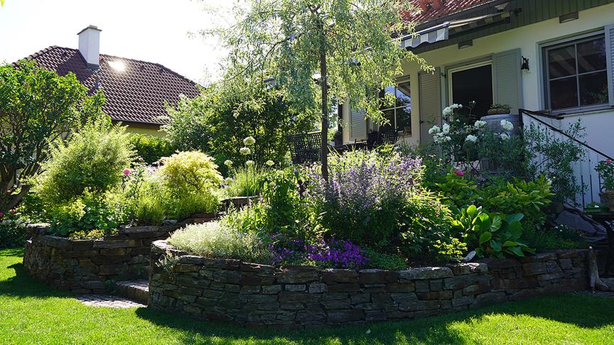 Der Gastgarten von Christine Hammerschick in Gumpoldskirchen.