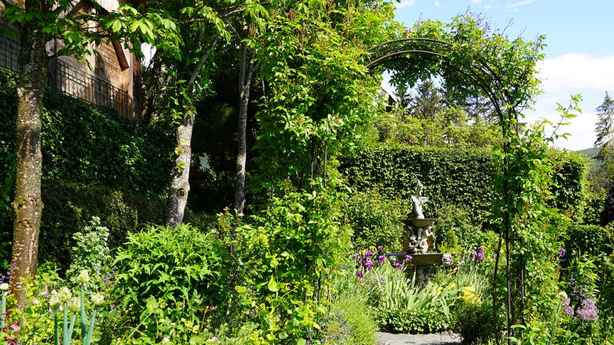Außerdem zieren viele Bögen den Garten.