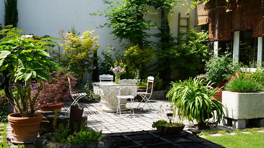 Es gibt aber auch sonnige Plätzchen zum verweilen, wie diese Sitzgelegenheit.