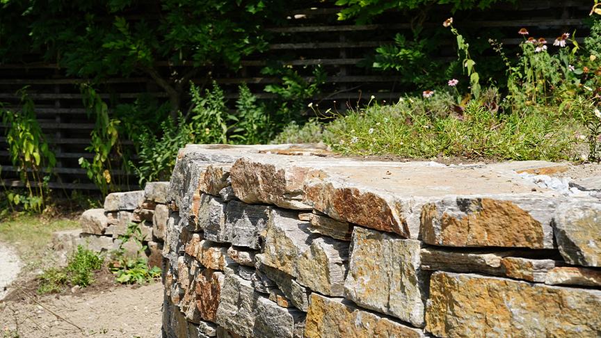 Ein Bereich auf der Garten Tulln bekommt eine Trockensteinmauer.