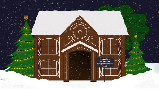 Weihnachtshütte als Lebkuchenhaus