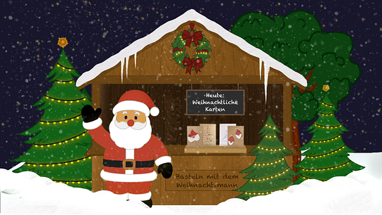 Weihnachtshütte mit Weihnachtsmann