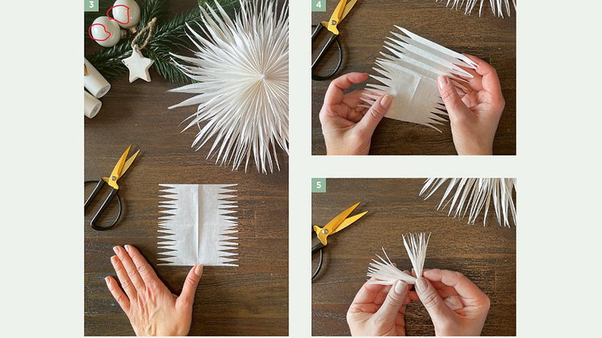 © © Christophorus Verlag/ Jacqueline Schulze Schneeflöckchen-Papierstern: Schritt 3, 4 und 5