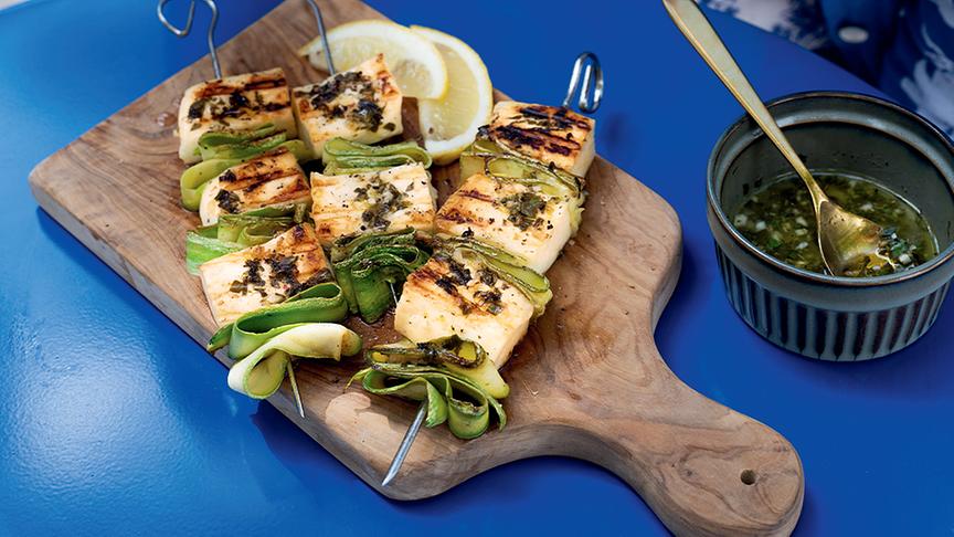 Halloumispieße mit Zitronenmarinade