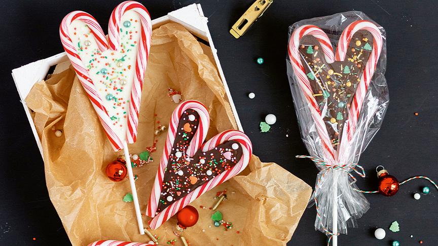 Candy Cane Chocolate Hearts