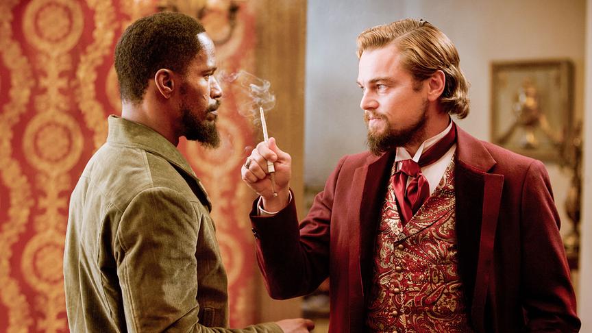 Im Bild: Jamie Foxx (Django), Leonardo DiCaprio (Calvin Candie).