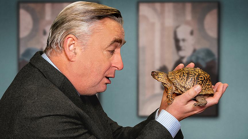 © ORF/Interspot/Jürgen Hammerschmid Im Bild: Andreas Vitasek (Dr. Nemeth) mit seiner Hausschildkröte Sigmund.