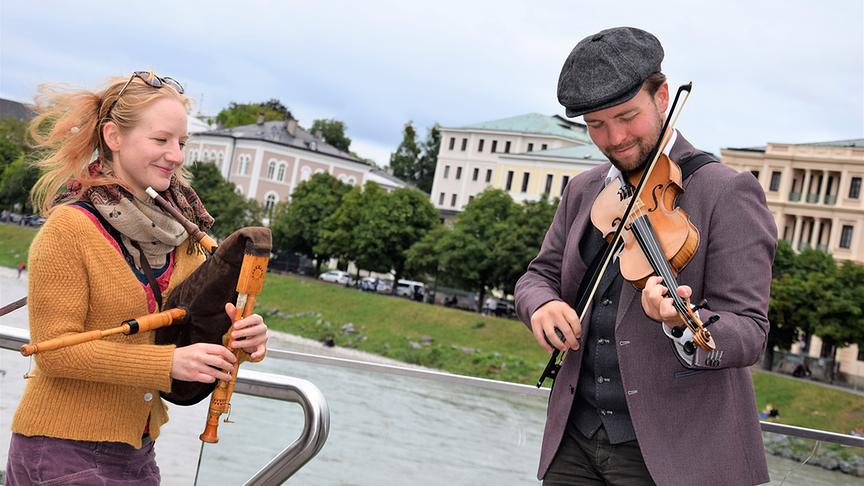 Musiker unterwegs in Salzburg.