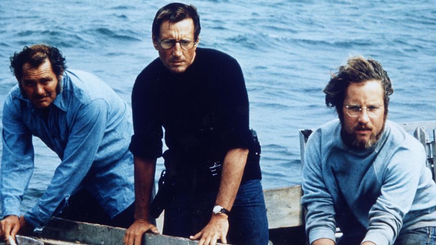 Im Bild: Robert Shaw (Quint), Roy Scheider (Martin Brody), Richard Dreyfuss (Matt Hooper).