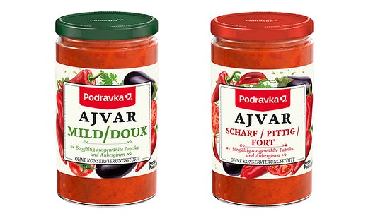 1 Glas mildes Ajvar, 1 Glas scharfes Ajvar
