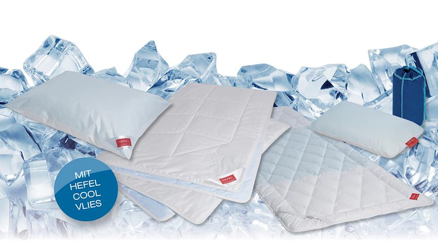 © Hefel Textil GmbH Kühlende Sommerdecken, Unterbetten und Kissen aus dem HEFEL-Bettwarenprogramm COOL.