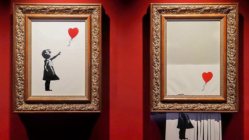 © Foto: House of Banksy Bekanntes Bild von Banksy mit einem Mädchen das einen Herzluftballon loslässt
