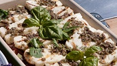 Gegrillter Halloumi und Paradeiser-Gurkentatare