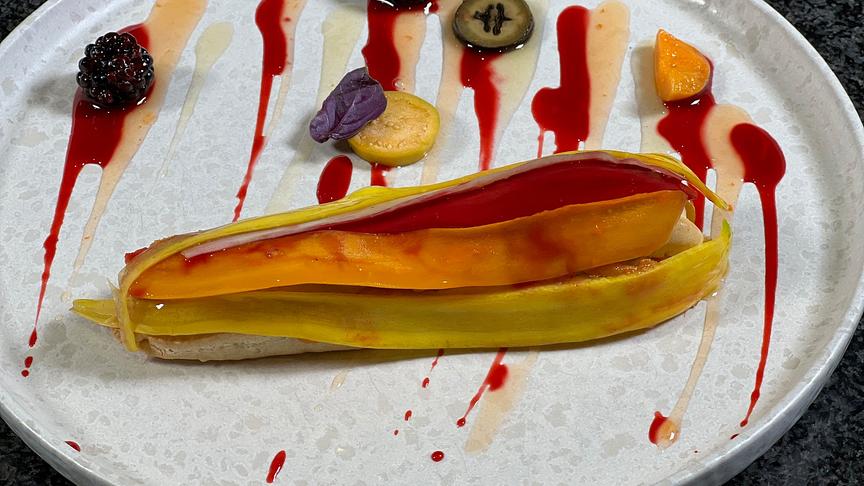 Karottenvielfalt - Éclair, schwarzer Knoblauch, schwarzer Holler, Salzmarille Brandteig