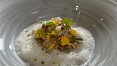 Fenchel aus dem Salzteig mit Mandel-Fenchel-Polonaise und Molkeschaum
