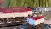 Joghurt - Mohn - Schnitte mit Erdbeergelee