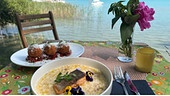 Zitronen-Risotto mit Lachsforelle