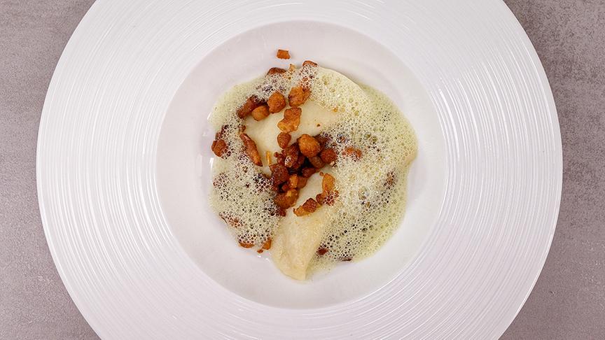 Bärlauchtascherl mit Grammeln