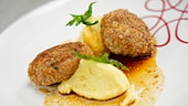 Faschierte Laibchen mit Erdapfelpüree