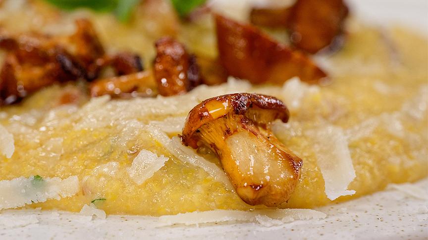 Liechtensteiner Polenta mit Eierschwammerl