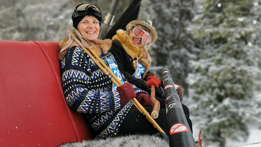 Silvia beim Nostalgie-Skirennen