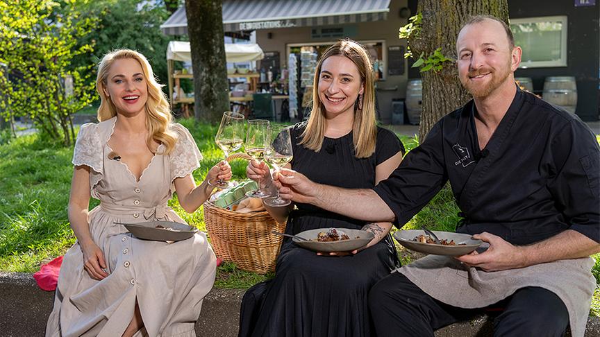 © ORF/Silvia Schneider GmbH/Dominik Grüner Pause mit Didi Öller & Melanie Heizinger.