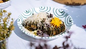 Spinatknödel mit Salbeibutter und grünem Salat