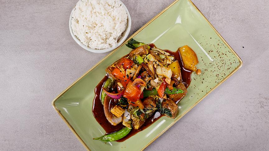 Wok-fried Teriyaki Beef mit Duftreis