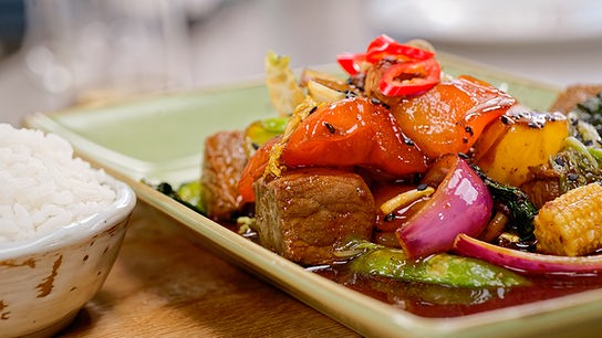 Wok-fried Teriyaki Beef mit Duftreis