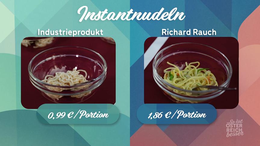 Instantnudeln vs. frischem Gericht im Vergleich