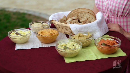 © Foto: ORF/ON-Media Unterschiedliche Heurigen-Aufstriche
