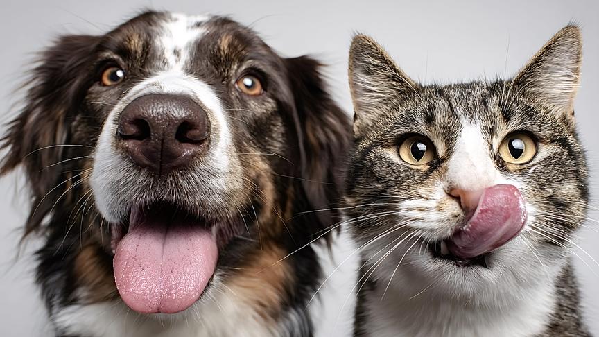 © Foto: 123rf/ appolegi Ein Hund und eine Katze haben Hunger.