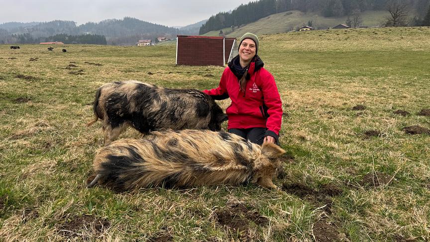 Marianne Wondrak trainiert Schweine