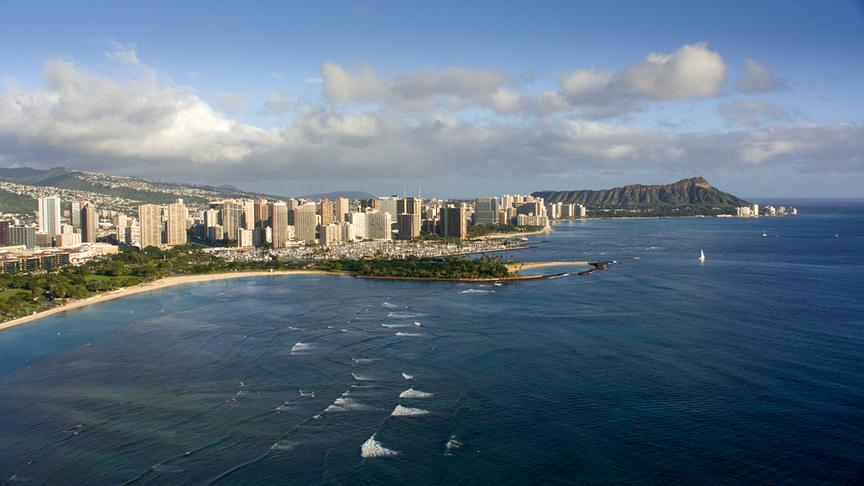 Im Bild: Waikiki, die weltweit bekannte Kulisse für Hawaii-Touristen.
