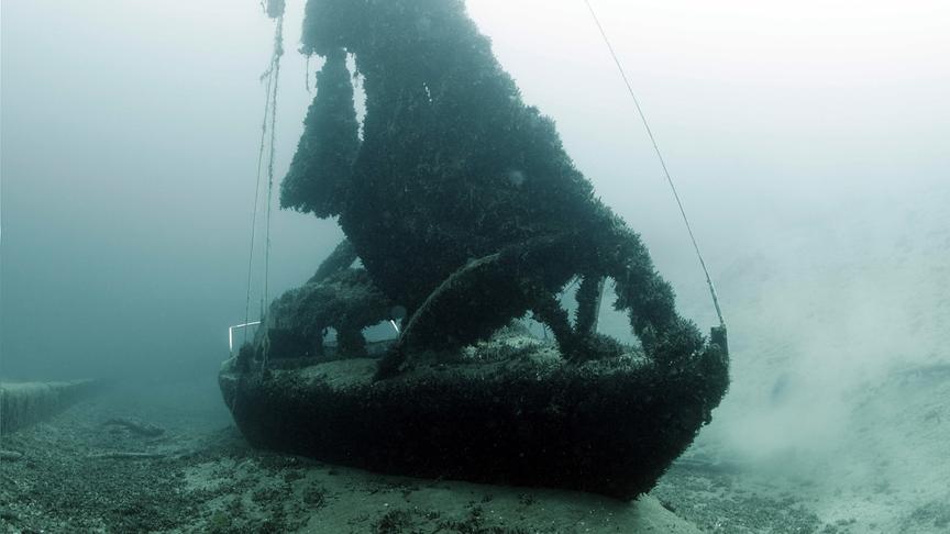 © Foto: ORF/Nautilusfilm/Hartl Andreas Im Bild: Unterwasseraufnahme eines versunkenen Schiffes.