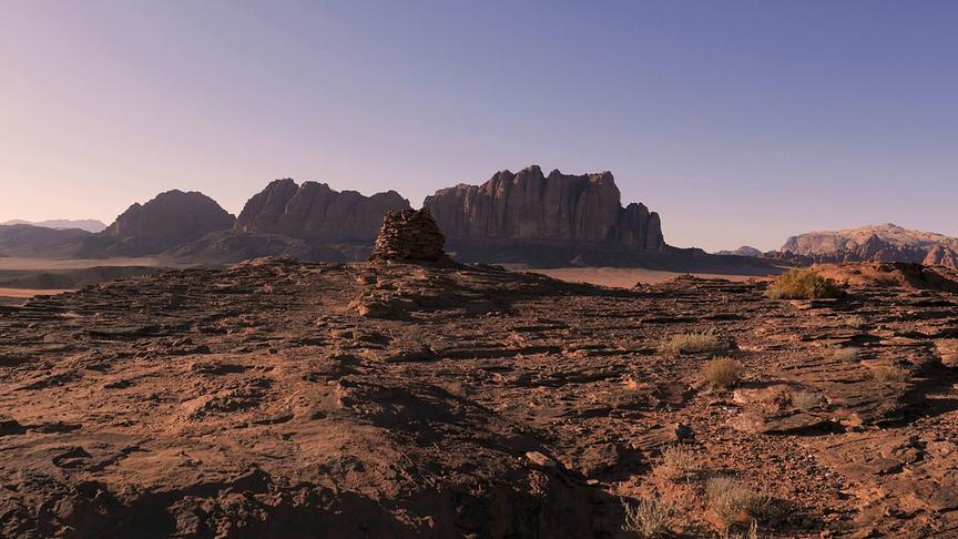 Im Bild: Jordanien, Wadi Rum - Wüste mit Felsformationen.