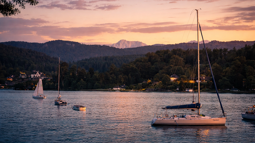 Abendstimmung Villa Rainer mit Seeblick