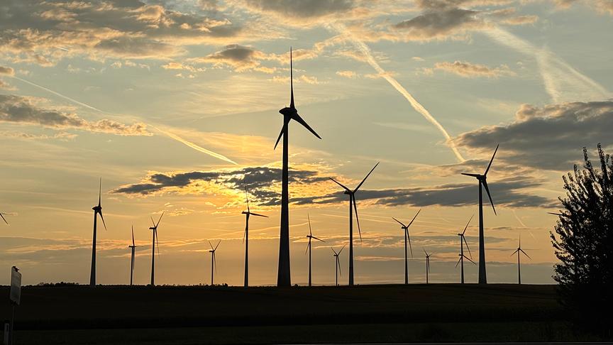© Petra Schenk-Leithner Abendstimmung mit Windrädern im Burgenland (zw. Andau und Mönchhof) (Petra Schenk-Leithner)