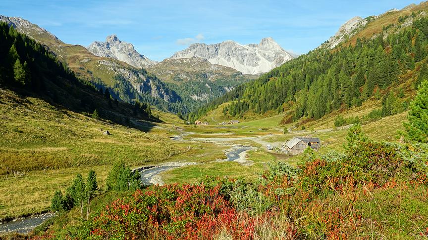 © Annelie Möser Blick über den Talboden des hinteren Riedingtals auf den Faulkogel und das Mosermandl. (Annelie Möser)