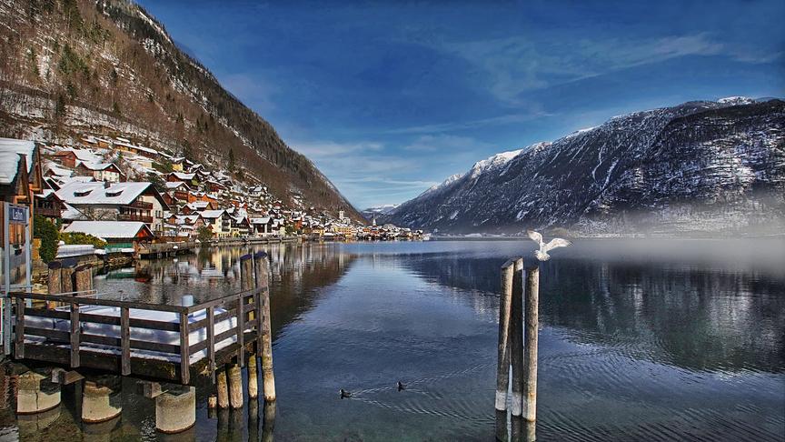 © Peter Grill Winterlandschaft in Hallstadt bei schönem Wetter. (Peter Grill)