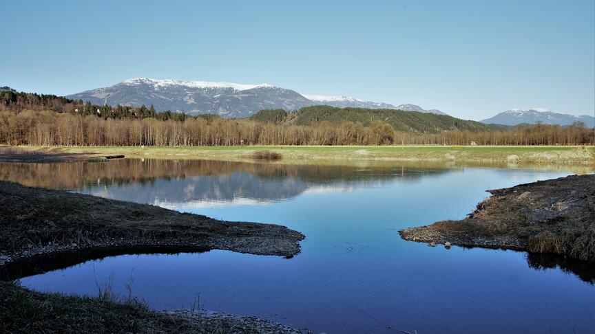 © Dietmar Außerwinkler Gendorfer Teich mit links im Hintergrund Millstätter Alpe und rechts mit dem Mirnock im Drautal. (Dietmar Außerwinkler)