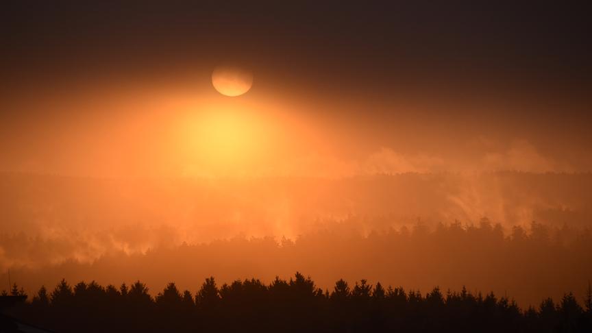 © Renate Neuwirth Mystischer Aufgang der Sonne im Waldviertel, bevor sie in der Wolkendecke verschwindet. (Renate Neuwirth)
