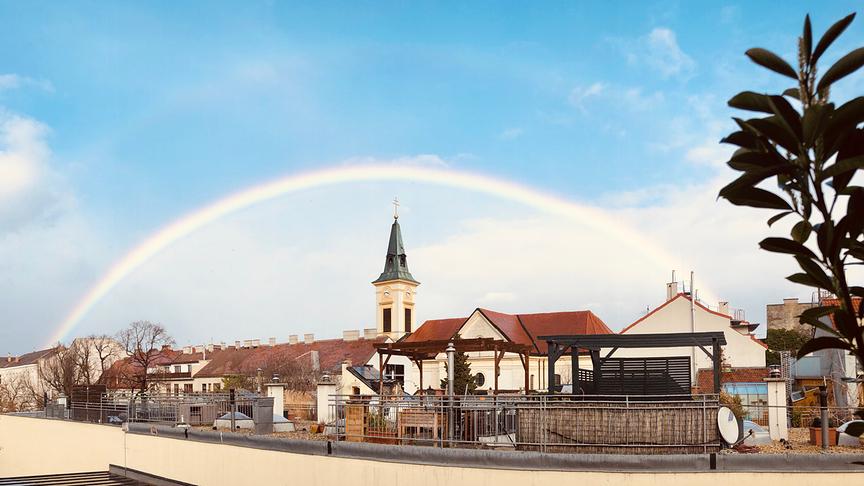 © Pia Schreier Regenbogen über der Kalvarienbergkirche. (Pia Schreier)