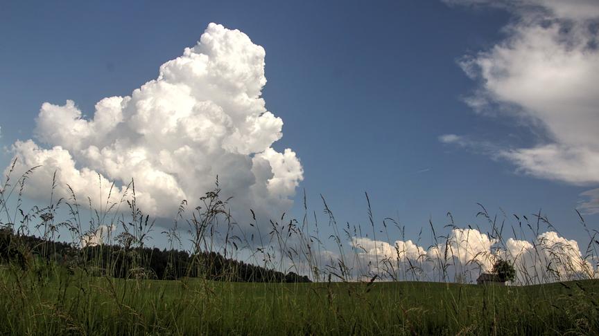 © Emma Sommeregger Gewaltige Wolkentürme heute über dem Eugendorfer Ortsteil "Mühlberg". (Emma Sommeregger)