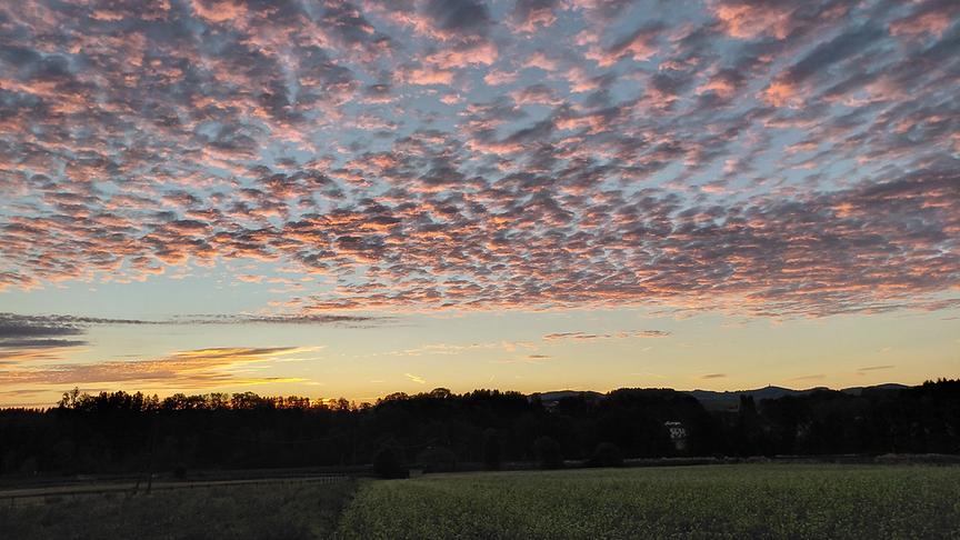 Morgenstimmung mit Schäfchenwolken am Himmel