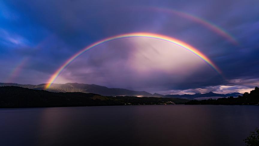 © Thomas Kaiser Glasklarer Regenbogen über dem Millstättersee bei Seeboden. (Thomas Kaiser)