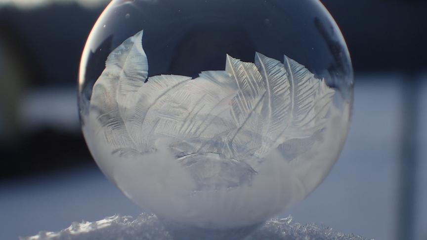 © Marianne Pirabee FROZENBUBBLES: Heute hatte es in Wilhelmsburg - 9 Grad und es war windstill. Das sind die optimalen Bedingungen für gefrorene Seifenblasen. (Marianne Pirabee)